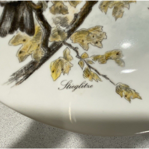 Vintage Kaiser W Germany Fine Porcelain Nature Bird Plate Stieglitre Goldfinch - Picture 7 of 7